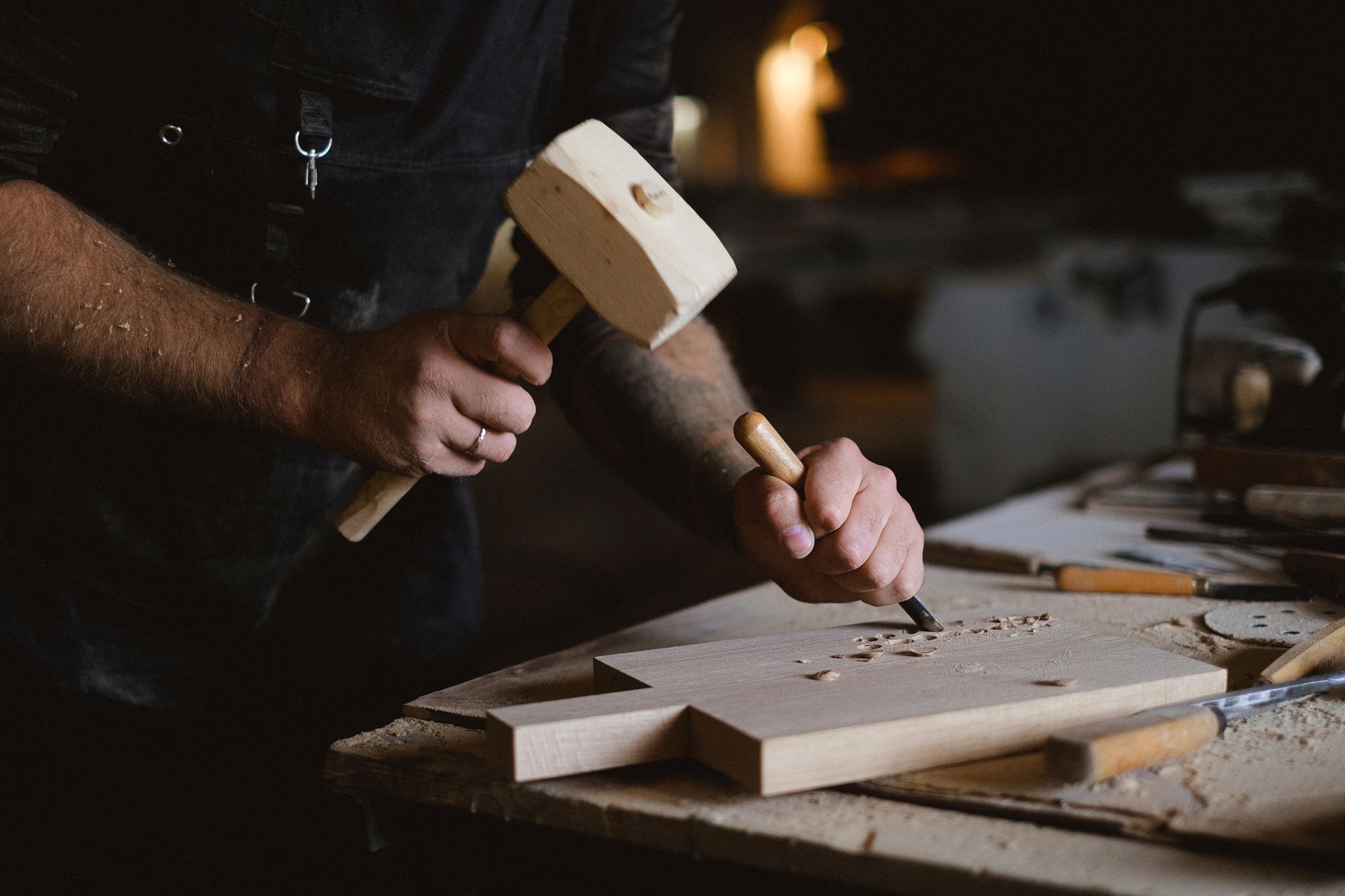 Chisel and mallet detail work